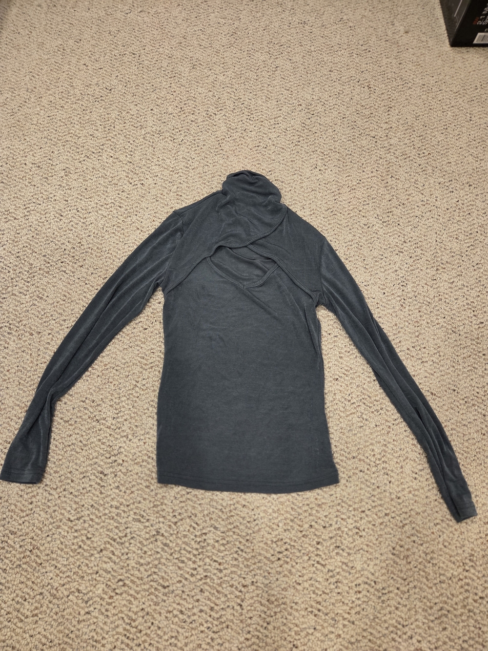 Amaryllis Charcoal Long Sleeve Draped Mock Neck Top